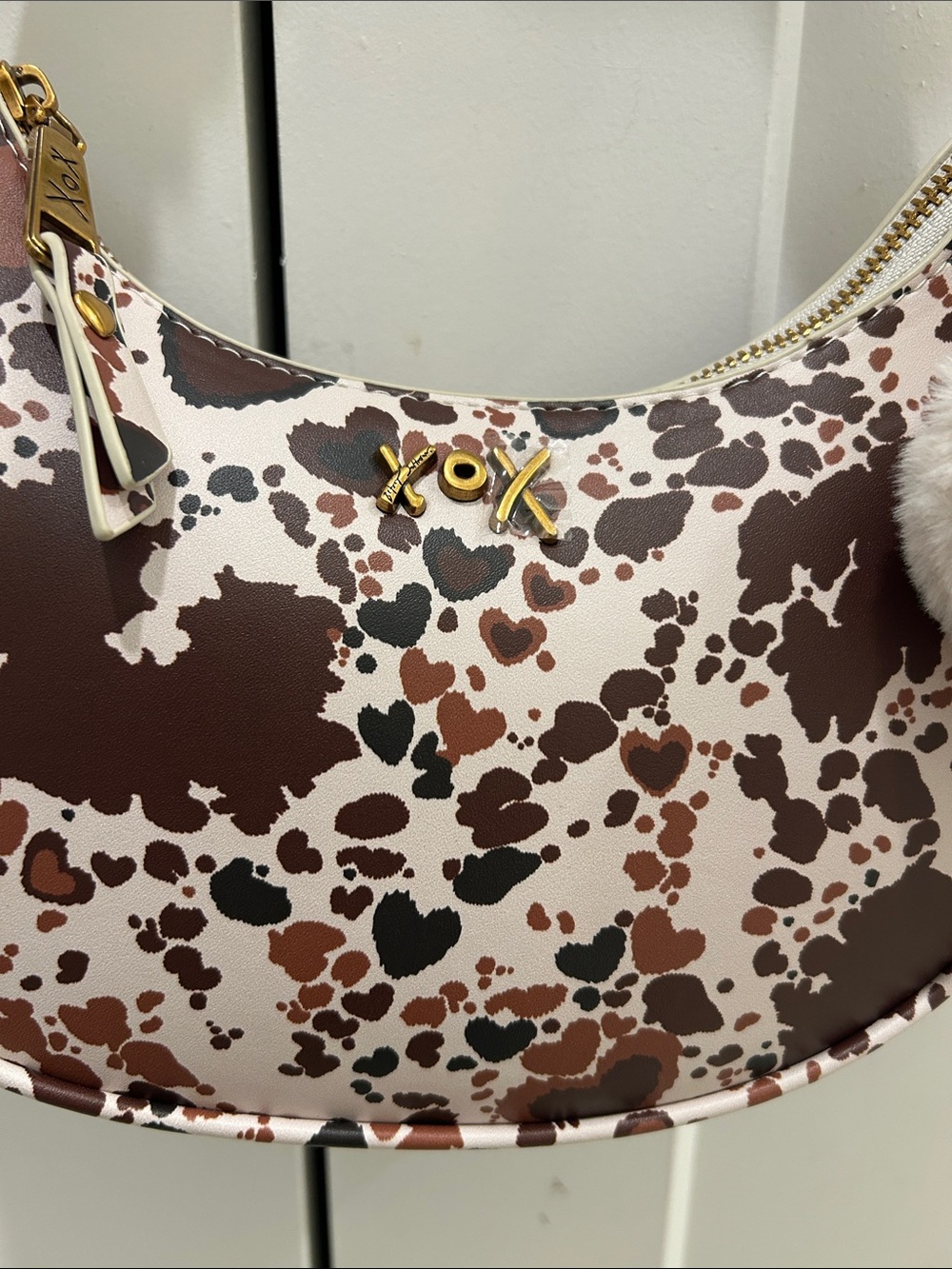 Betsey Johnson (NWT) Brown Cow Print Crescent Shoulder Bag - Picture 3 of 13